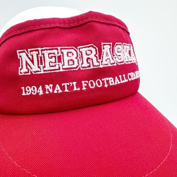 Vintage Nebraska Cornhuskers 1994 National Football Champions Red Strap Visor - Picture 3 of 8